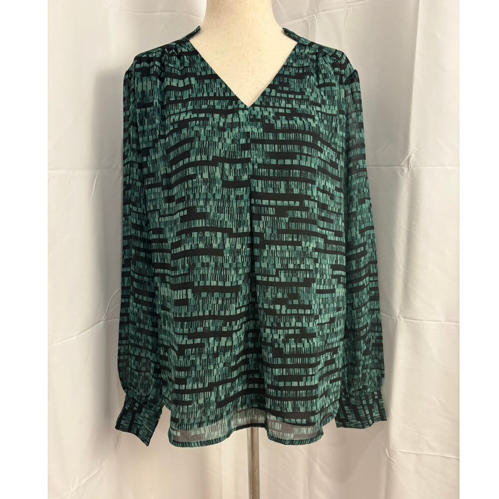 NWT Calvin Klein Printed V-Neck Blouse - XS